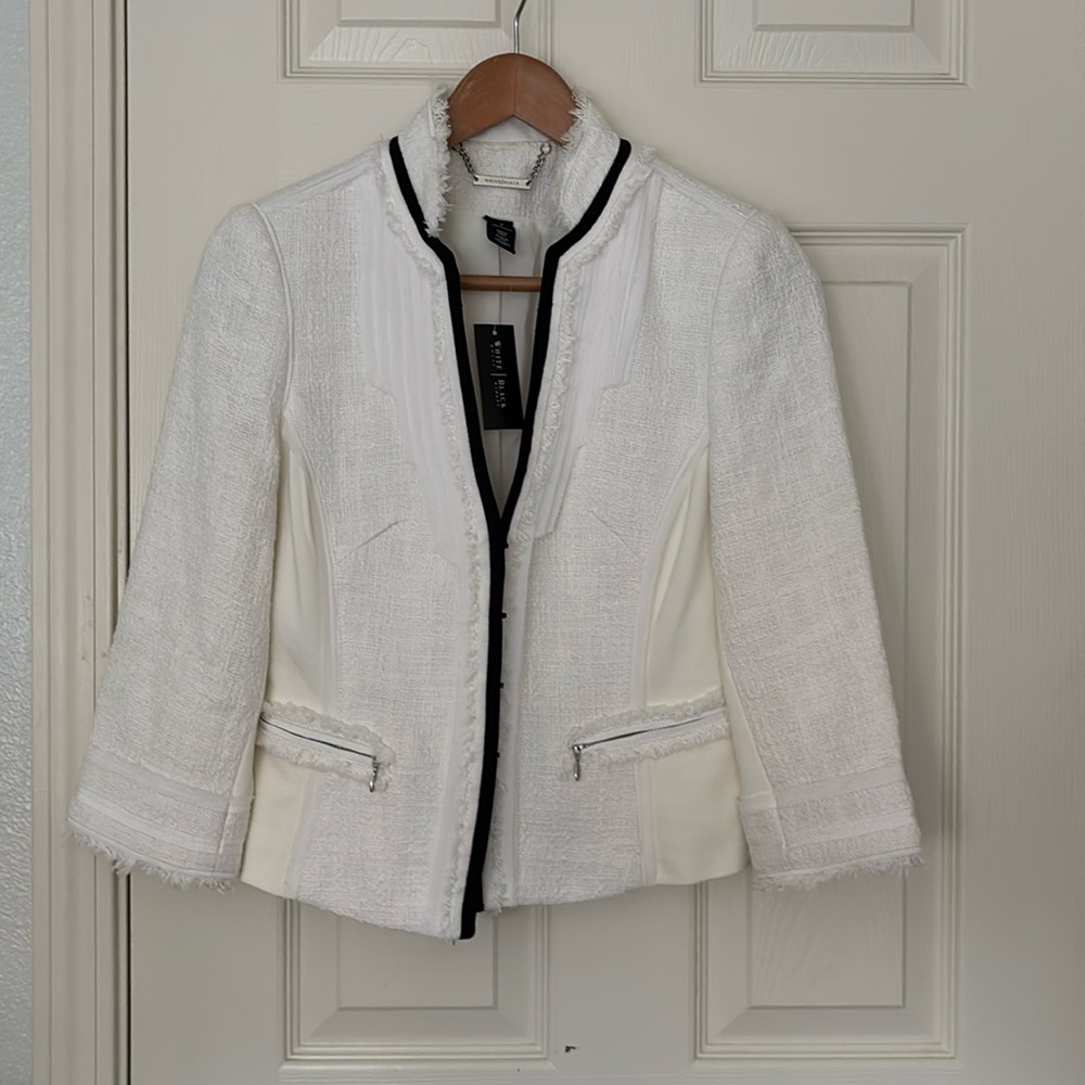 WHBM white tweed jacket